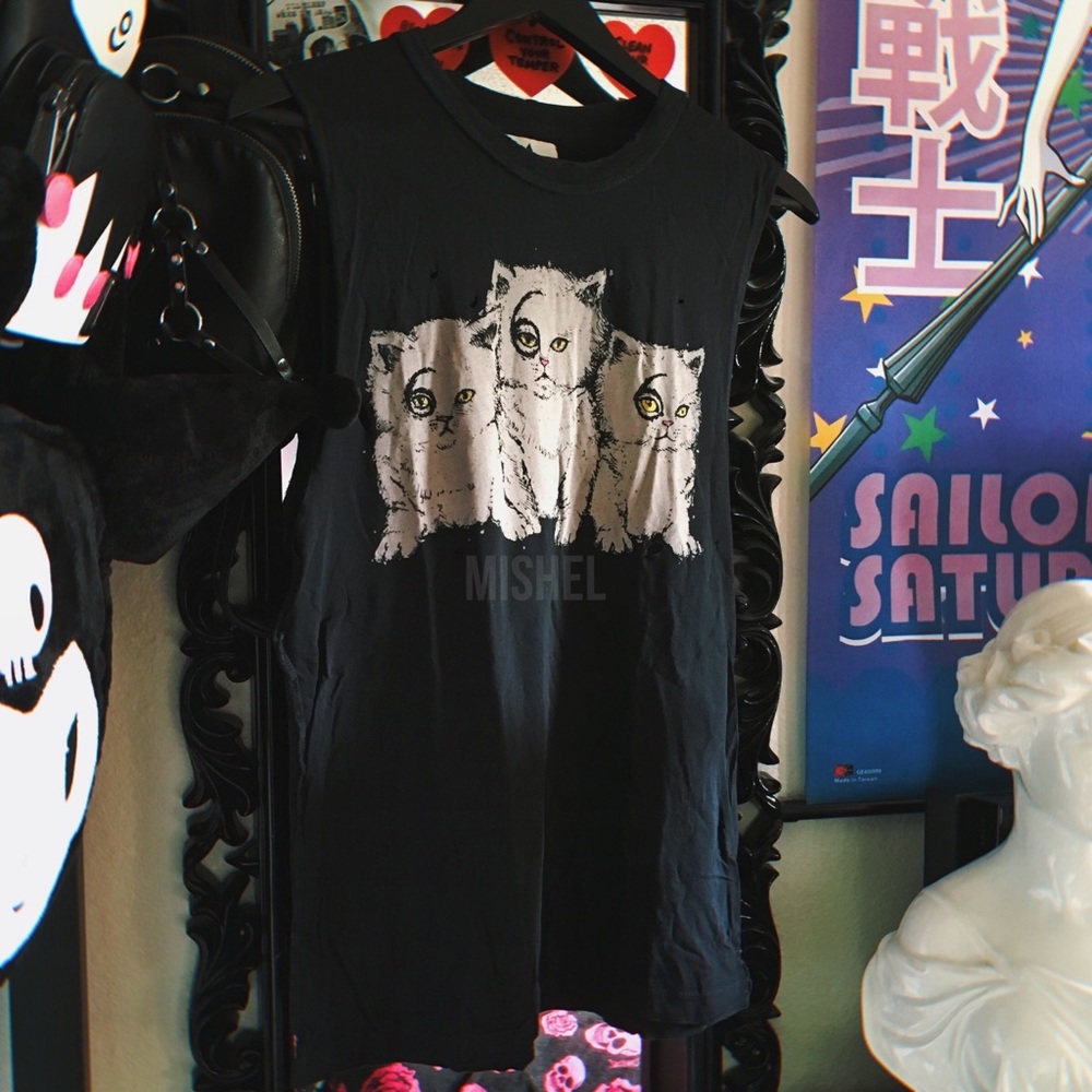 UNIF Black Cat Graphic Muscle Tee